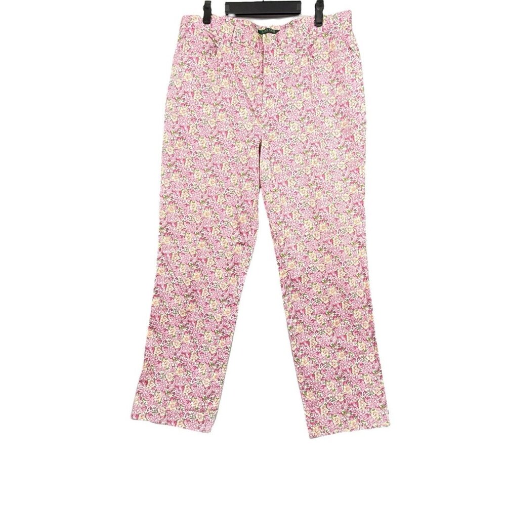 Lauren Ralph Lauren Floral Pant Jeans Sz 14 Multicolor High Rise 29" Inseam